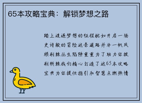 65本攻略宝典：解锁梦想之路